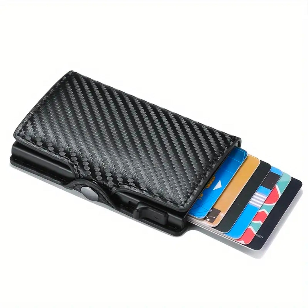 Carbon Fiber RFID Fold Wallet W/Button