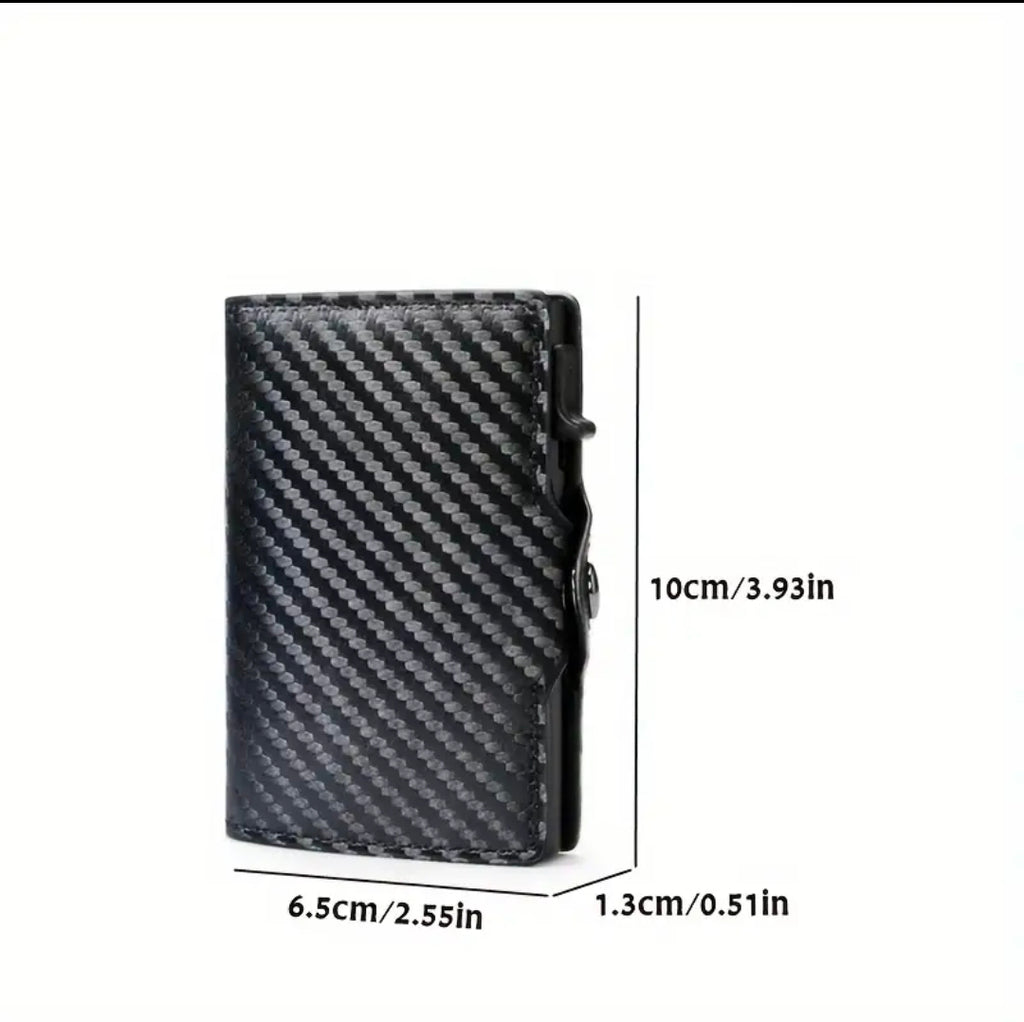 Carbon Fiber RFID Fold Wallet W/Button