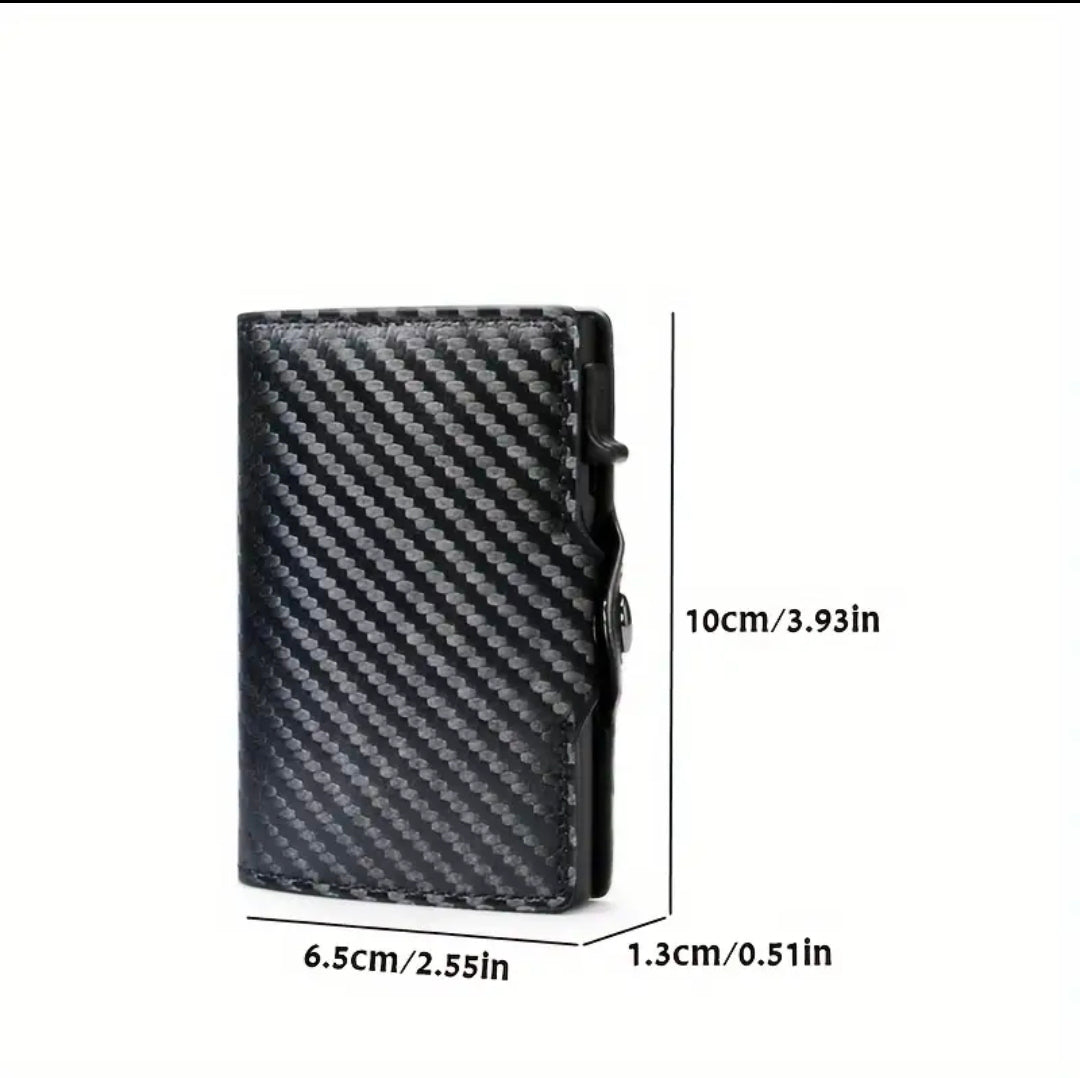 Carbon Fiber RFID Fold Wallet W/Button